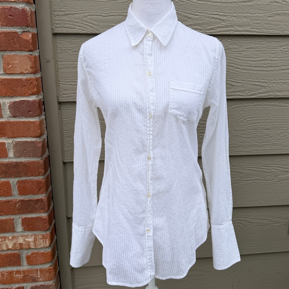 Nili Lotan NL 260998 Cotton XS White Button down‎ Formal Shirt Top Long Sleeve